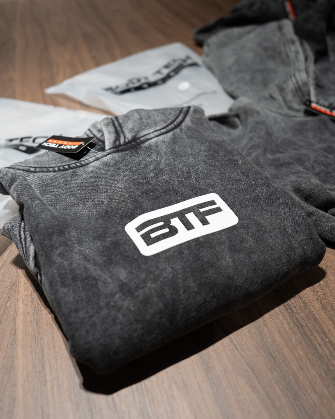 Body Tech Washed Slate Hoodie worn.