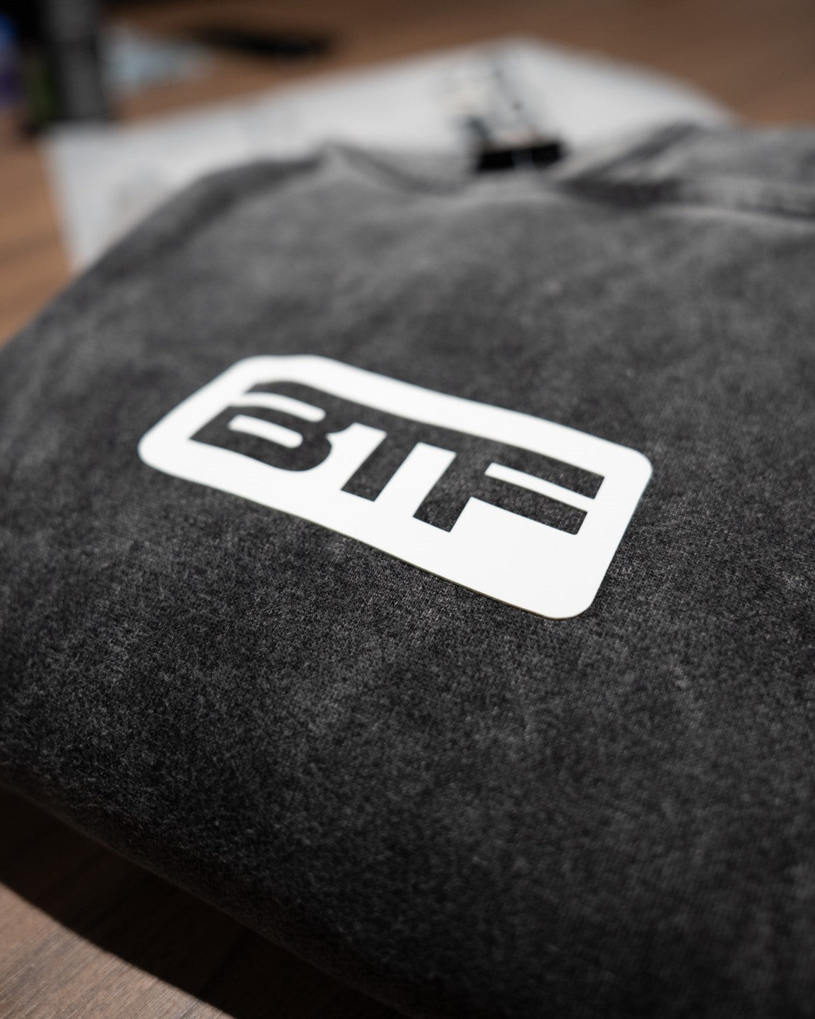 Body Tech Washed Slate Hoodie detail.