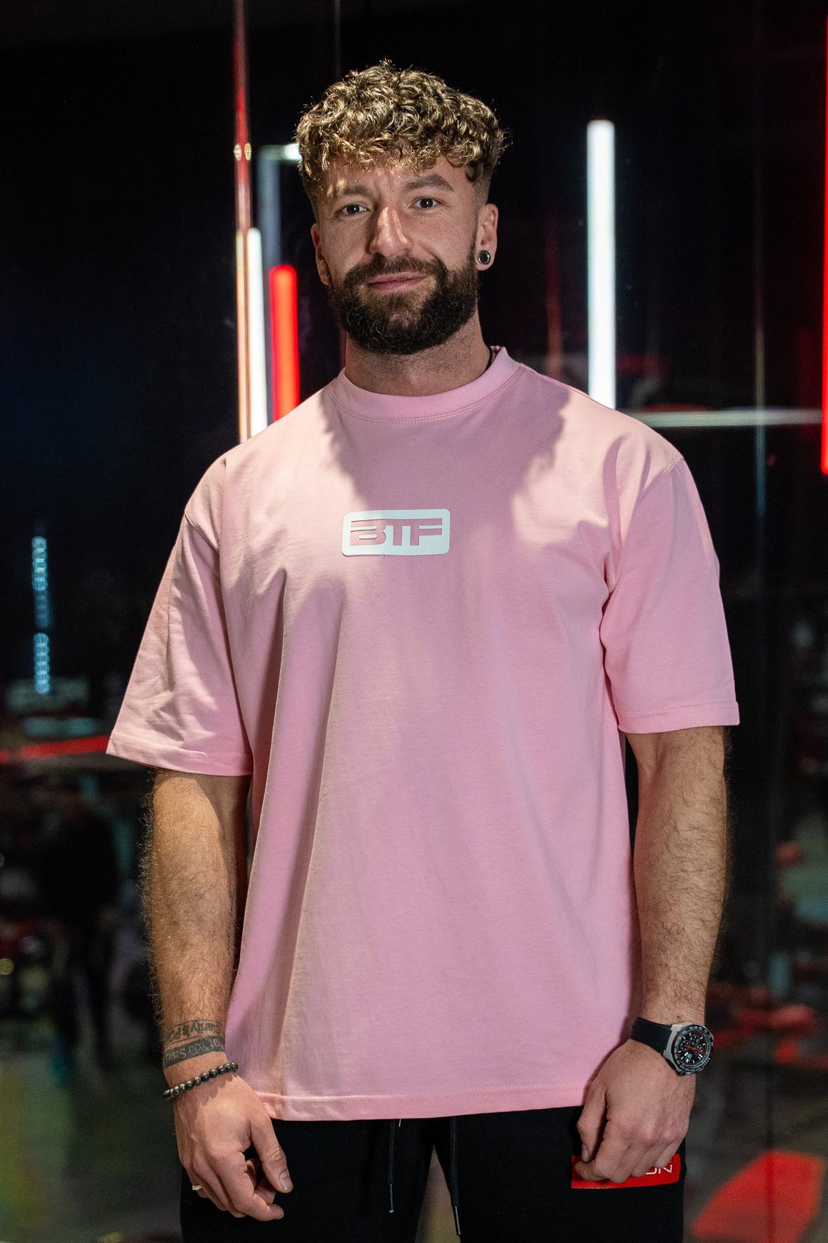 Body Tech Pink Tee front.