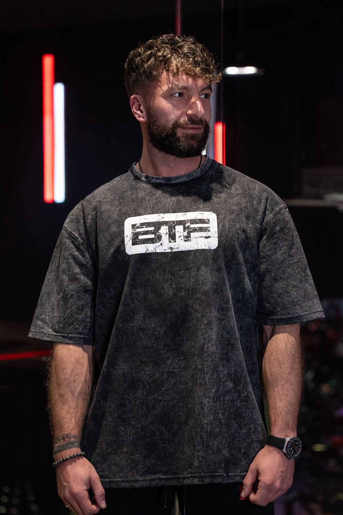Body Tech Washed Out Grey Tee front.