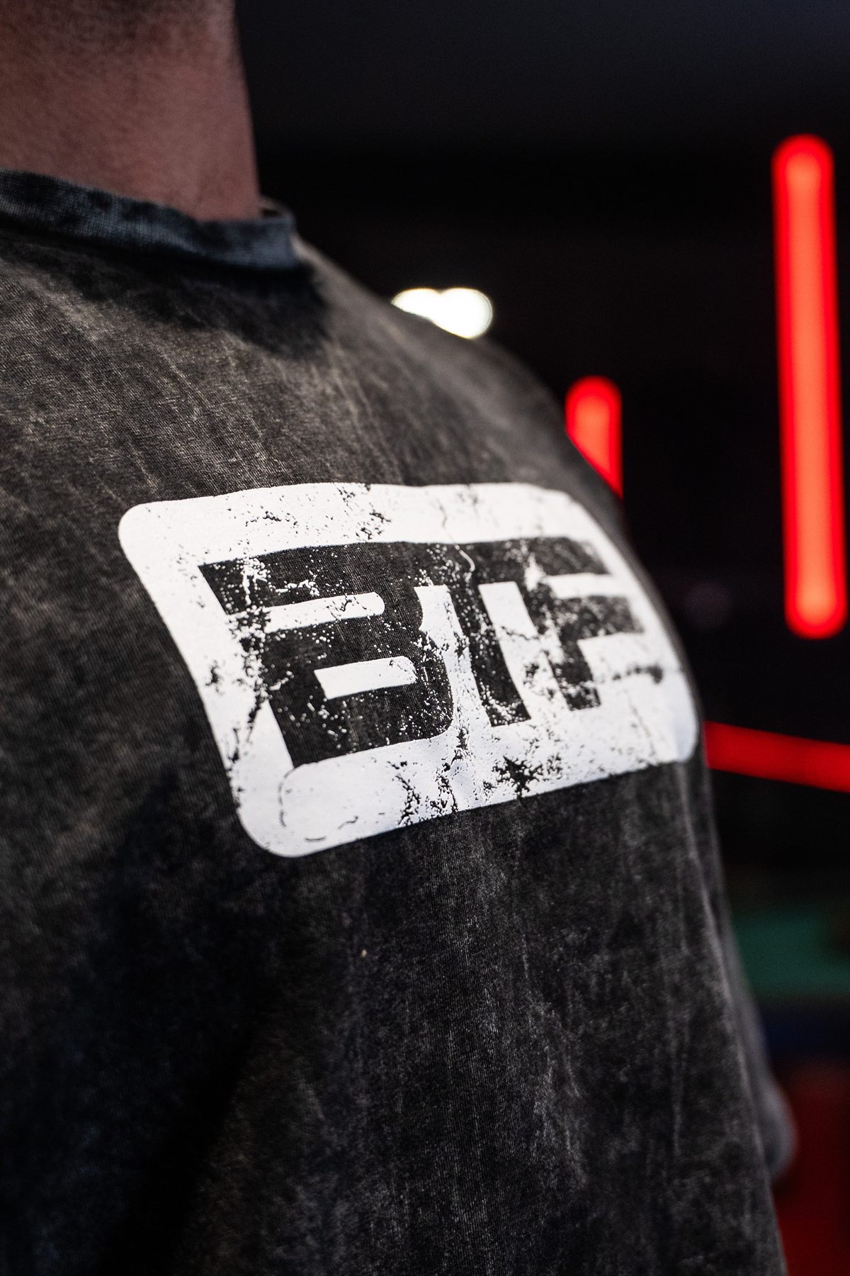 Body Tech Washed Out Grey Tee worn.